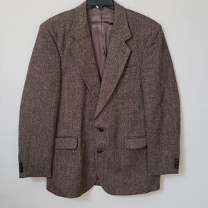 Trotters Club Sport Coat Mens 41L Classic Herringbone Tweed Blazer Academia